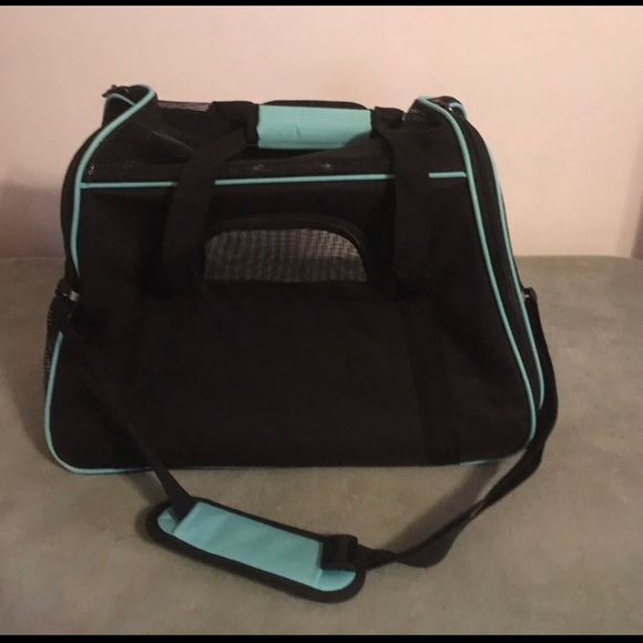 Frisco Basic Pet Carrier Bag Black with Turquoise Trim Black Sz. Med-Lg - Picture 5 of 9